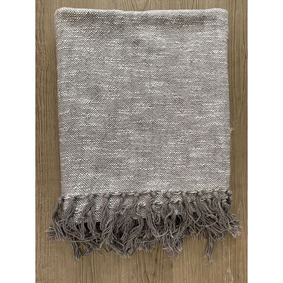 Threshold Darker Taupe Fringed Edge Throw Blanket - Picture 4 of 5